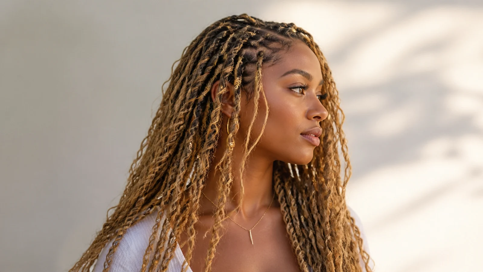 Honey blonde distressed boho butterfly locs