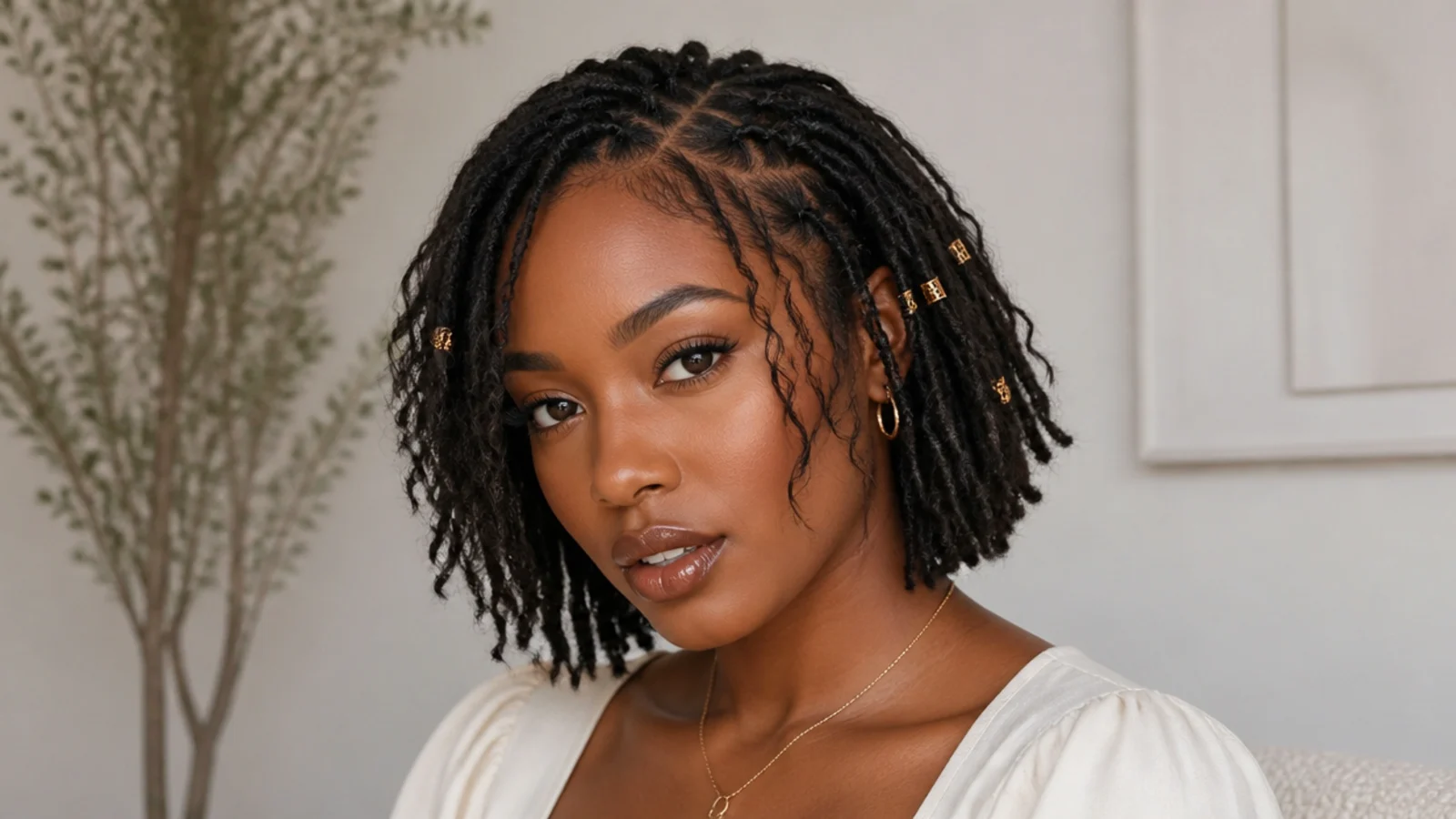 Short distressed boho butterfly locs bob