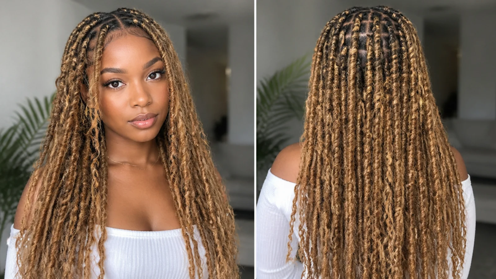 Warm honey blonde butterfly locs