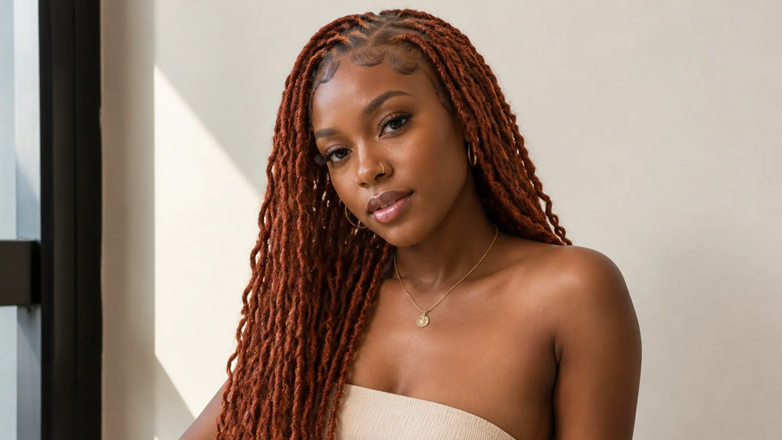 Warm copper butterfly locs
