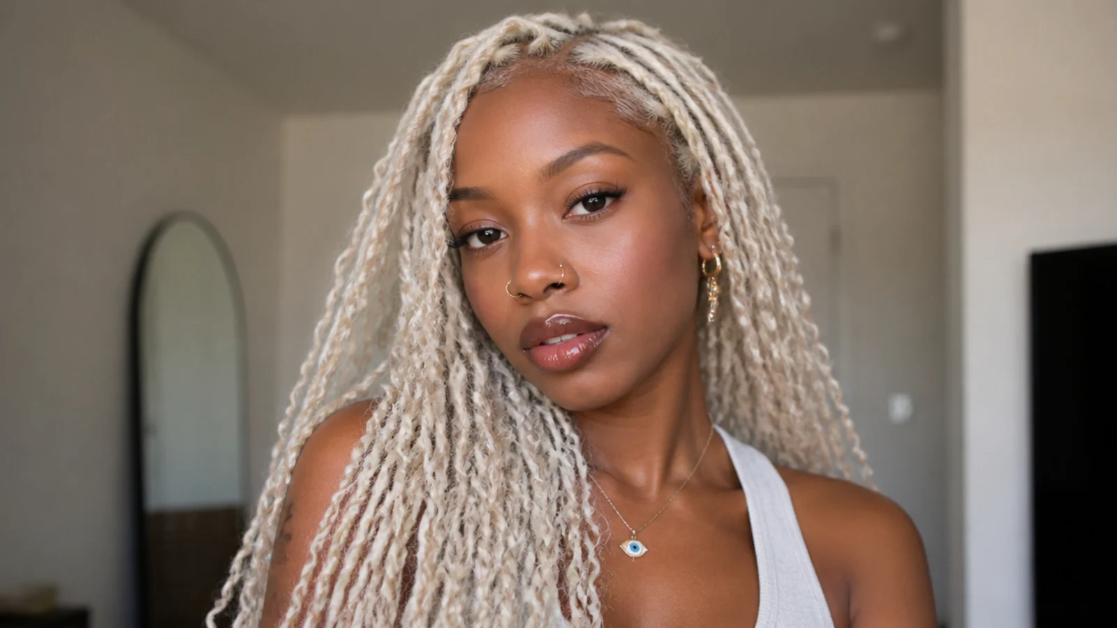 Icy platinum blonde butterfly locs