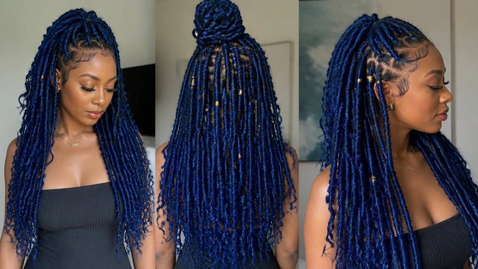 Deep blue butterfly locs