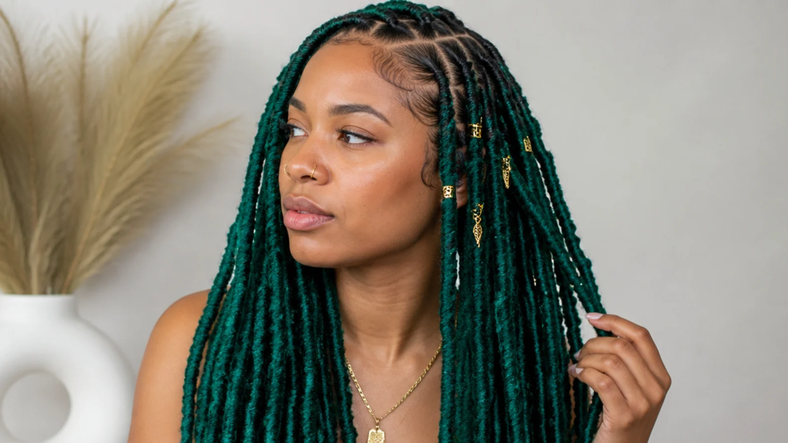 Bold teal green butterfly locs
