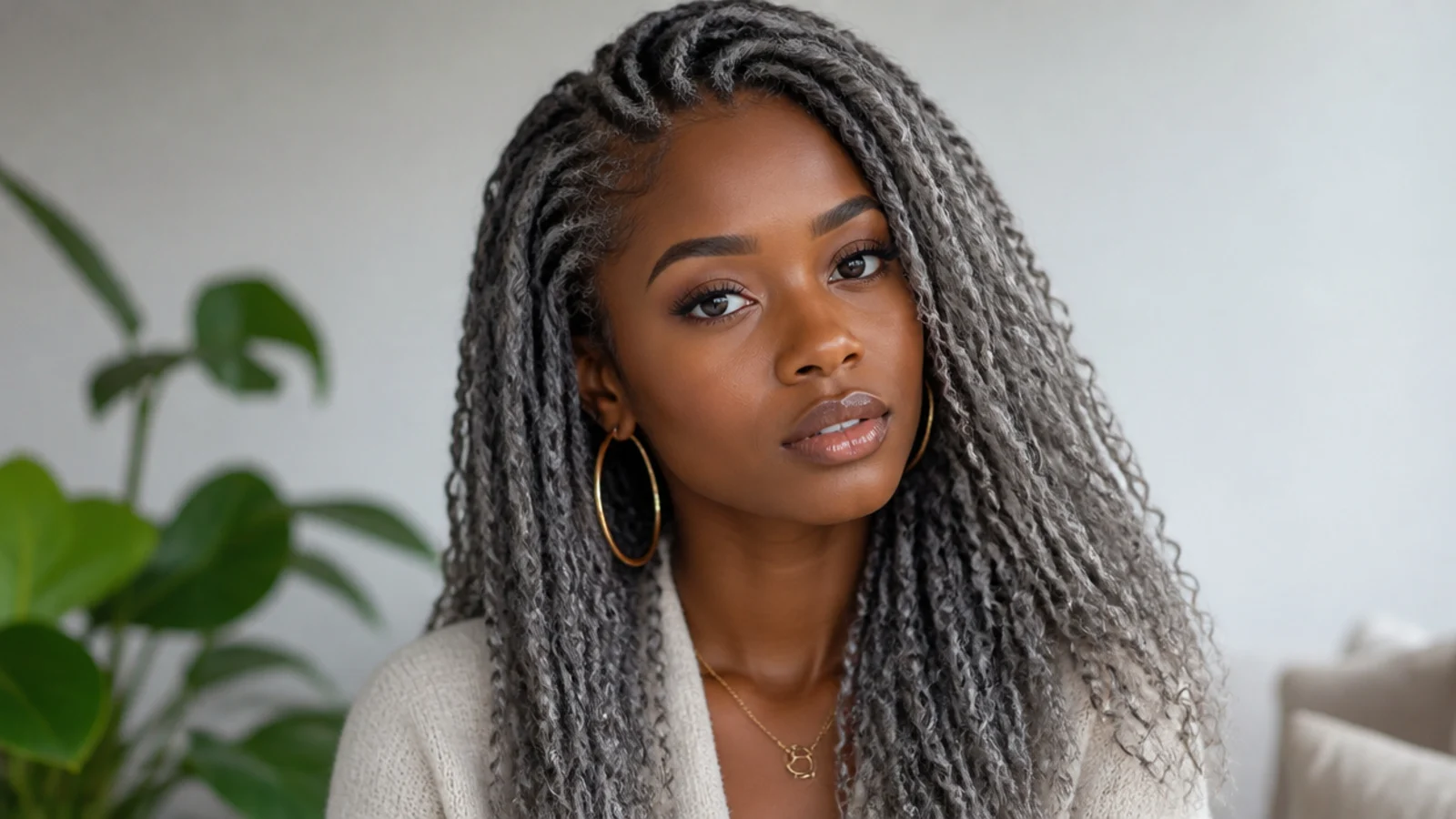 Cool grey and silver butterfly locs