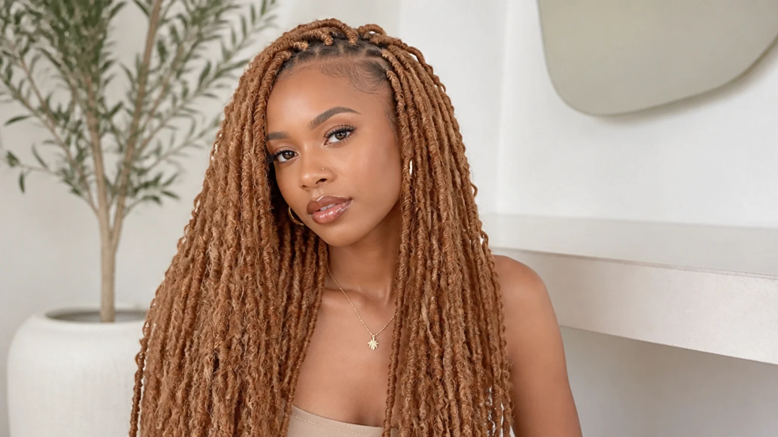 Warm strawberry blonde butterfly locs