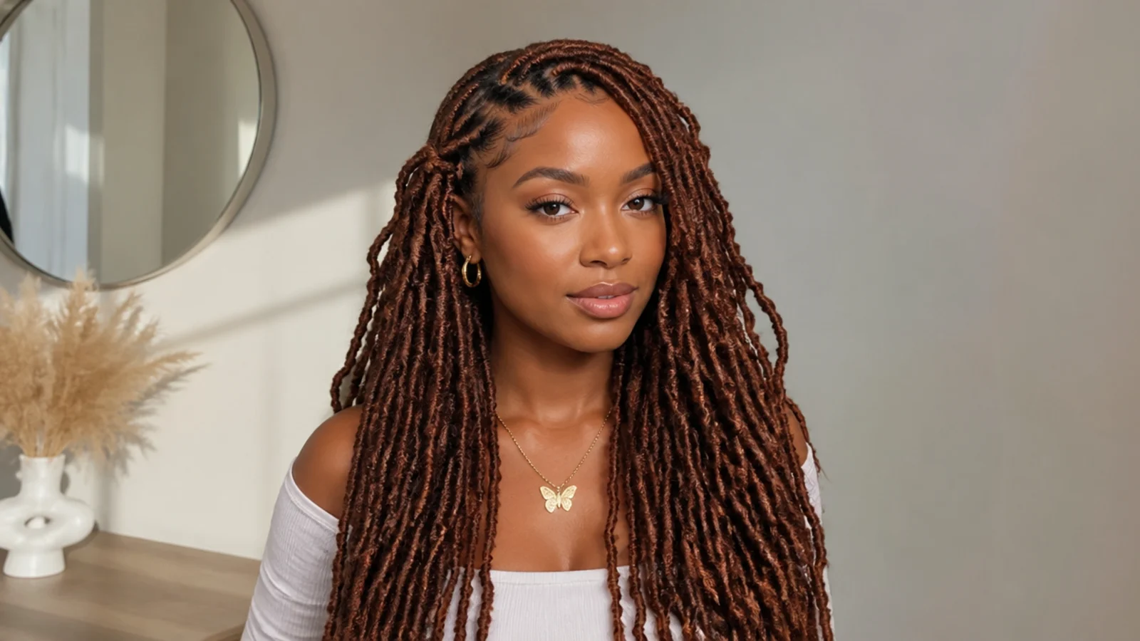 Warm chestnut brown butterfly locs