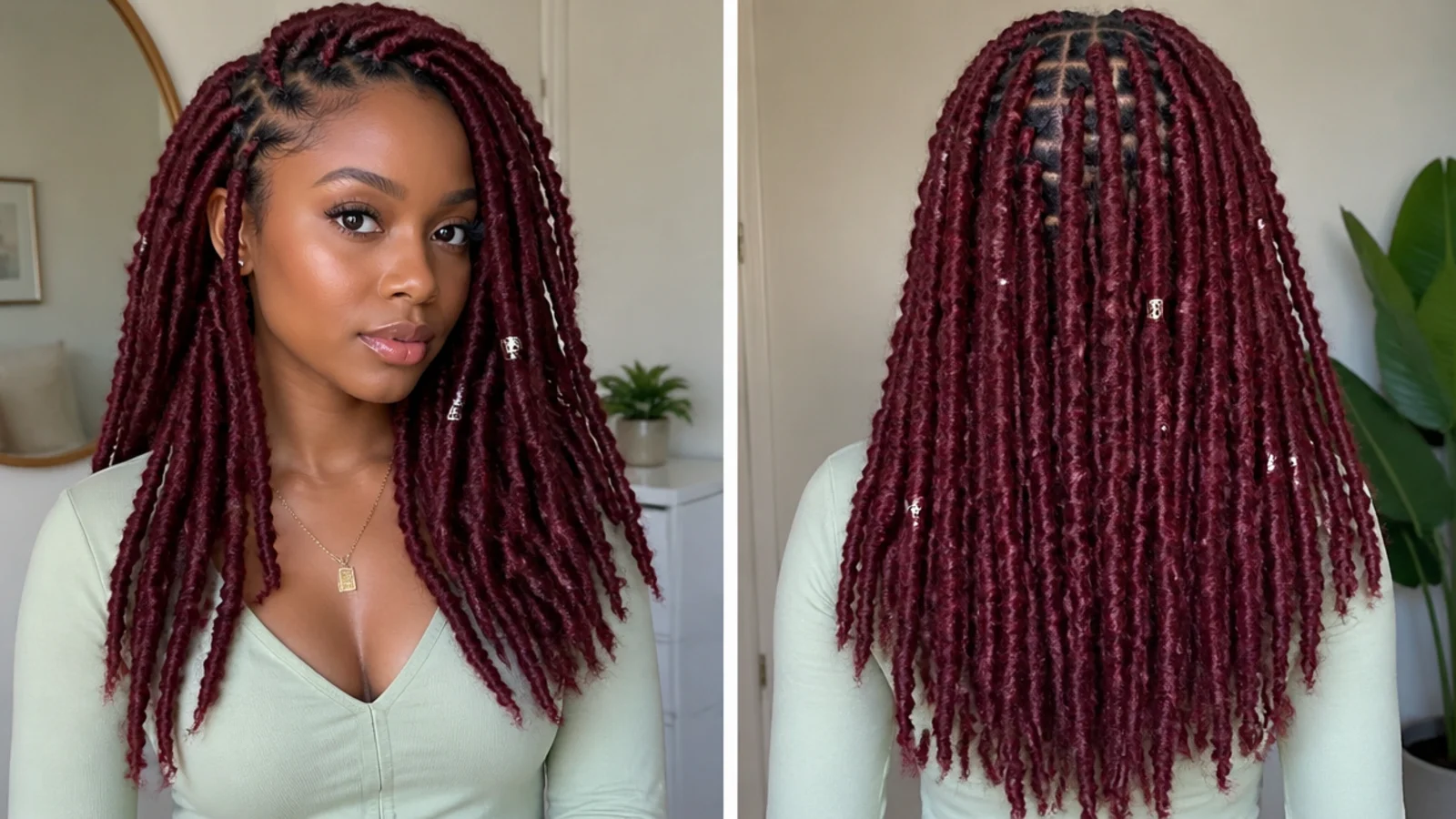 Rich burgundy red butterfly locs