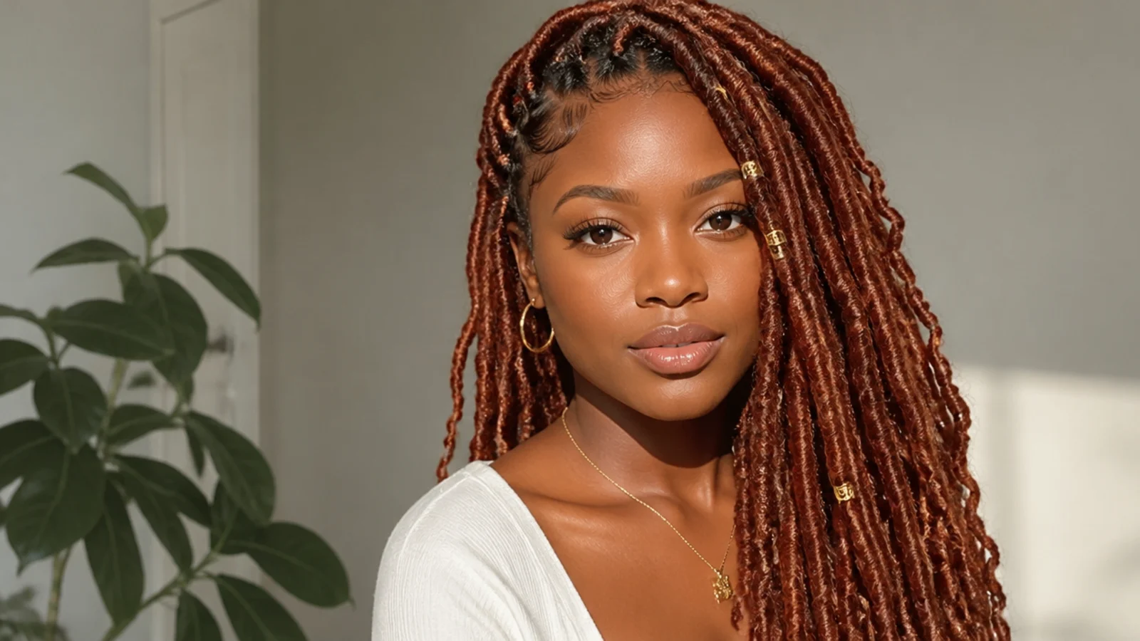 Warm burnt orange butterfly locs