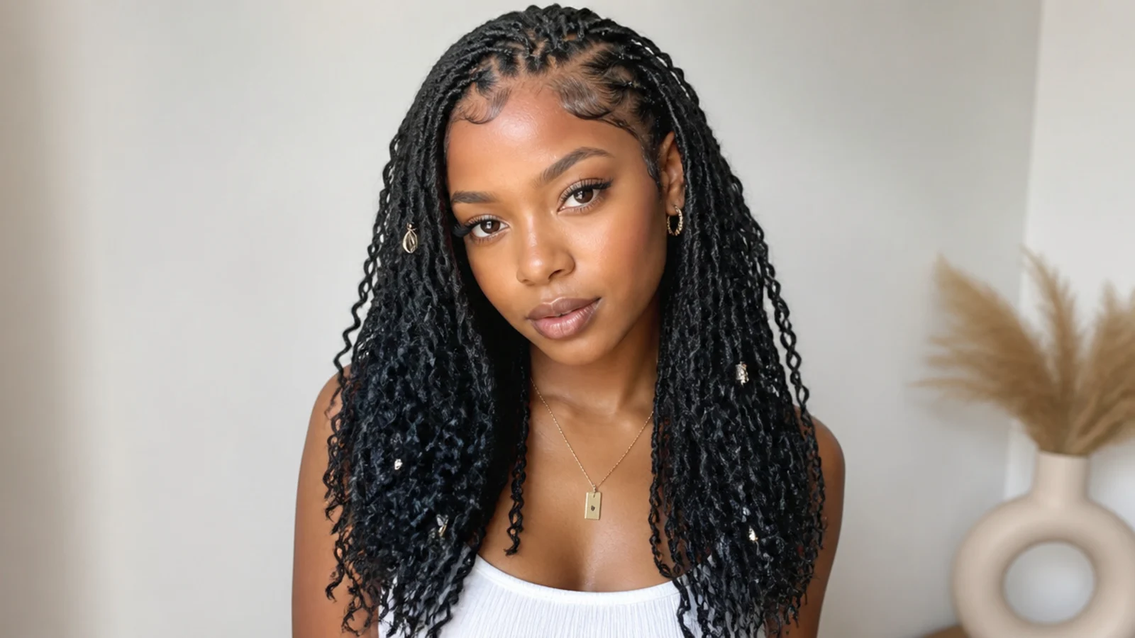 Butterfly locs with flat, knotless-style roots