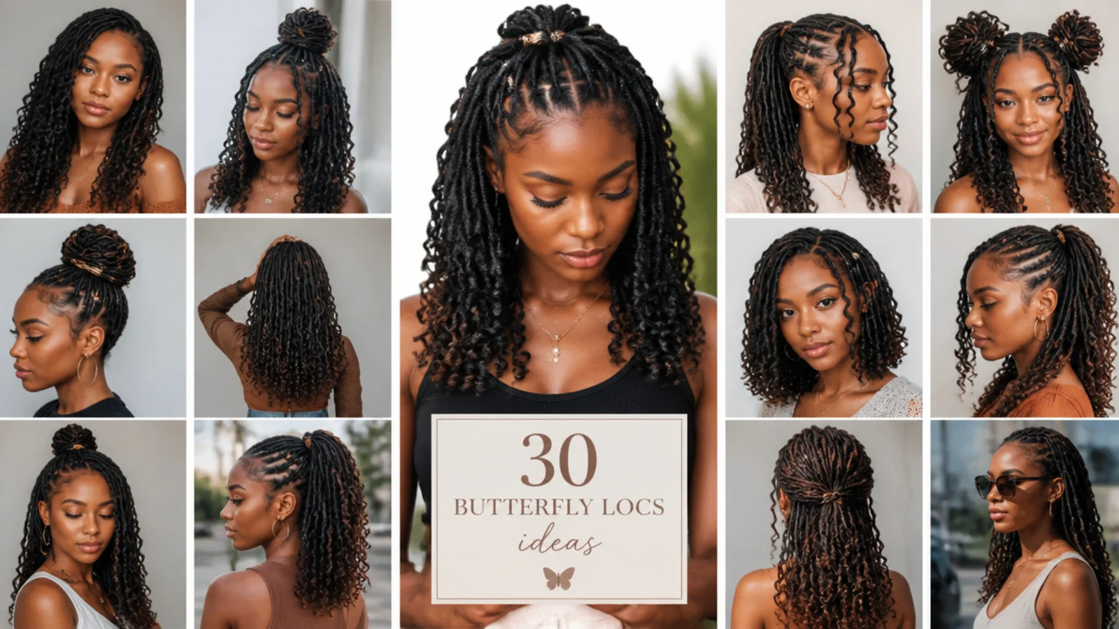 30 butterfly locs ideas, vertical Pinterest style