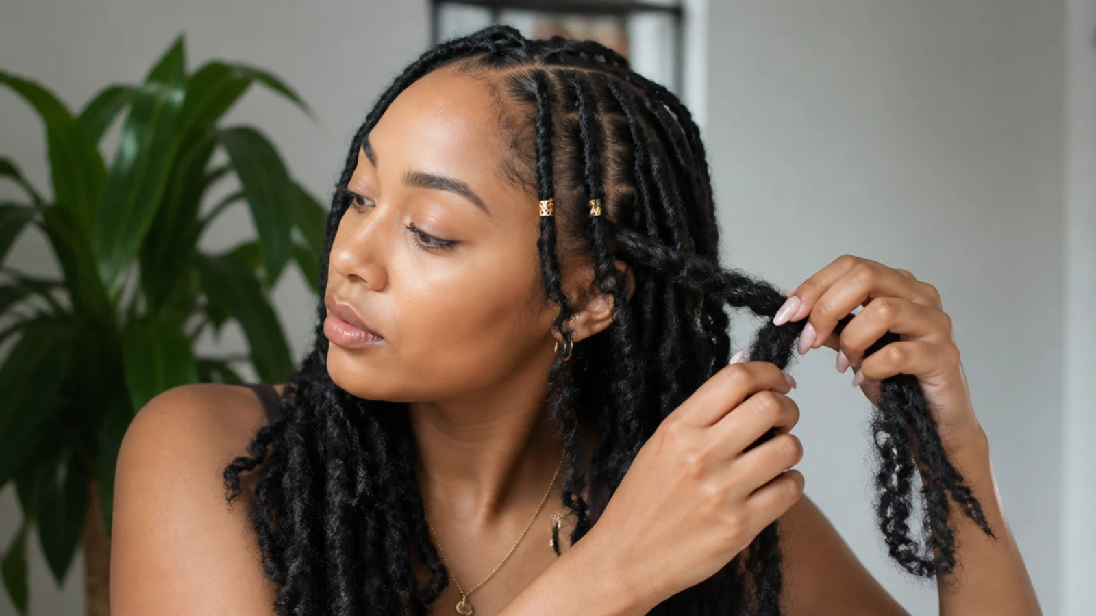 Butterfly locs being gently unwrapped at take-down