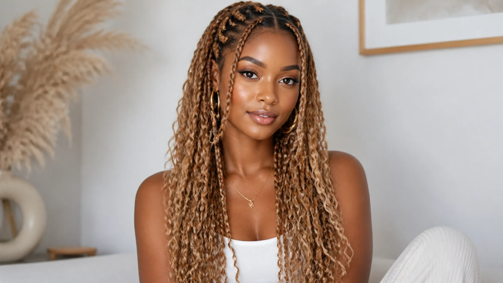 Long honey blonde butterfly locs