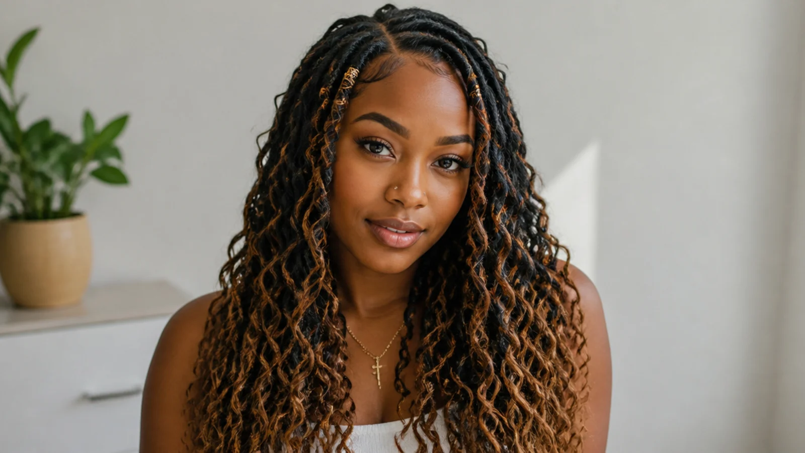 Long butterfly locs in two blended colours