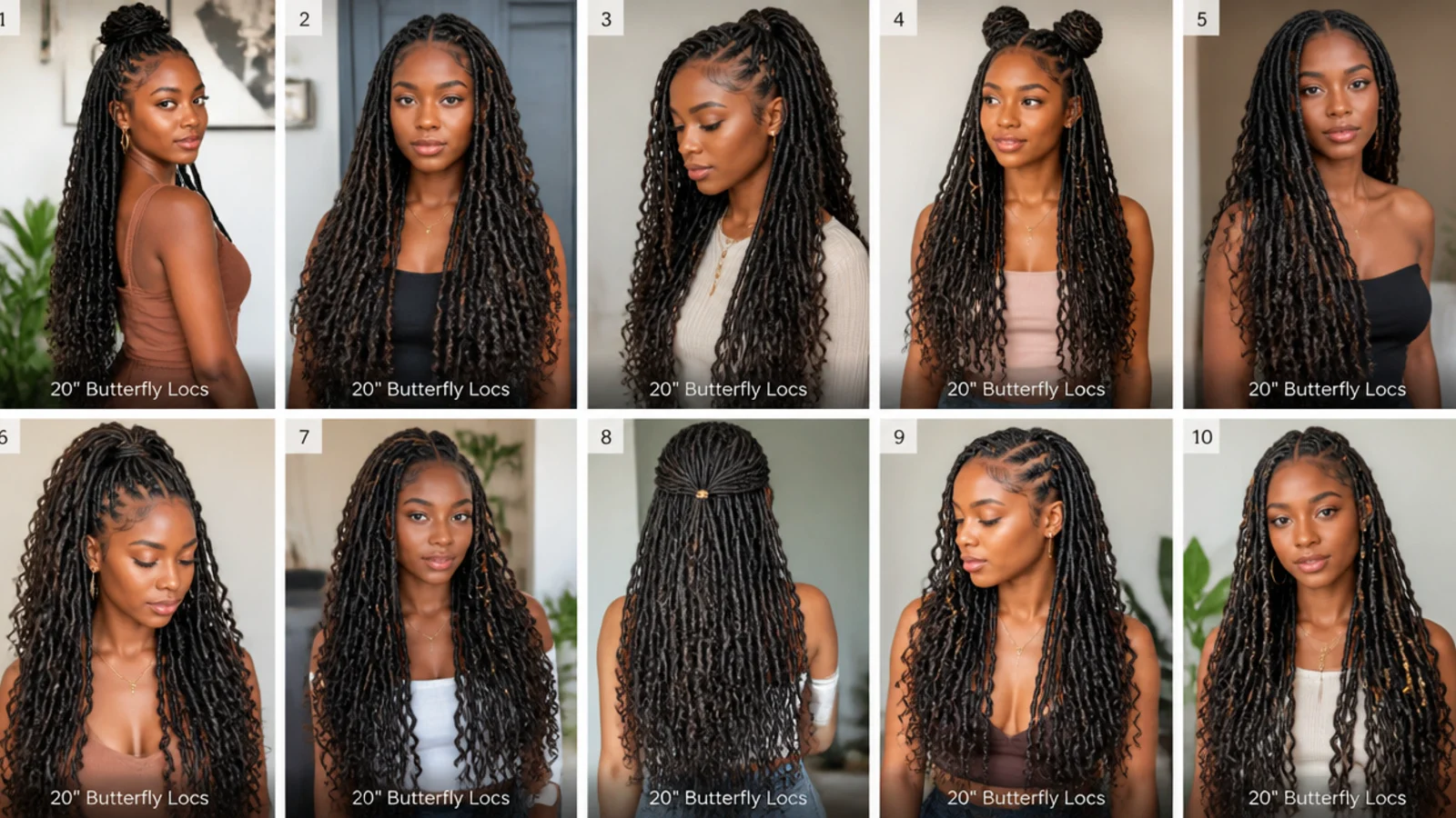 20 long butterfly locs ideas, vertical Pinterest style