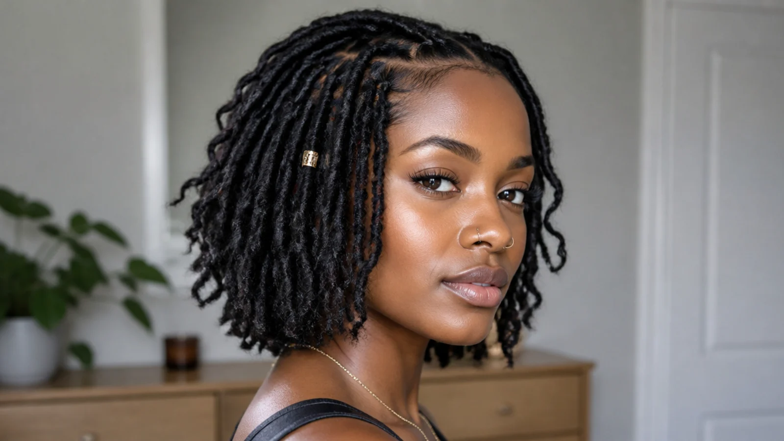 Chin-length butterfly locs bob