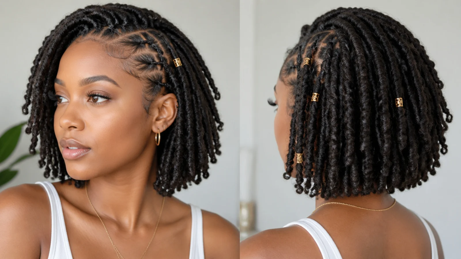 Neat, tidy short butterfly locs bob