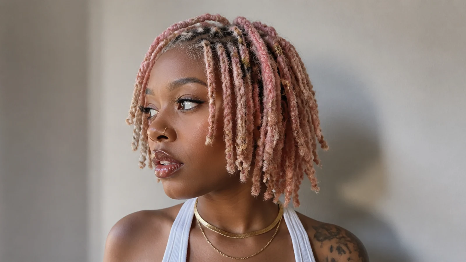 Soft pastel short butterfly locs