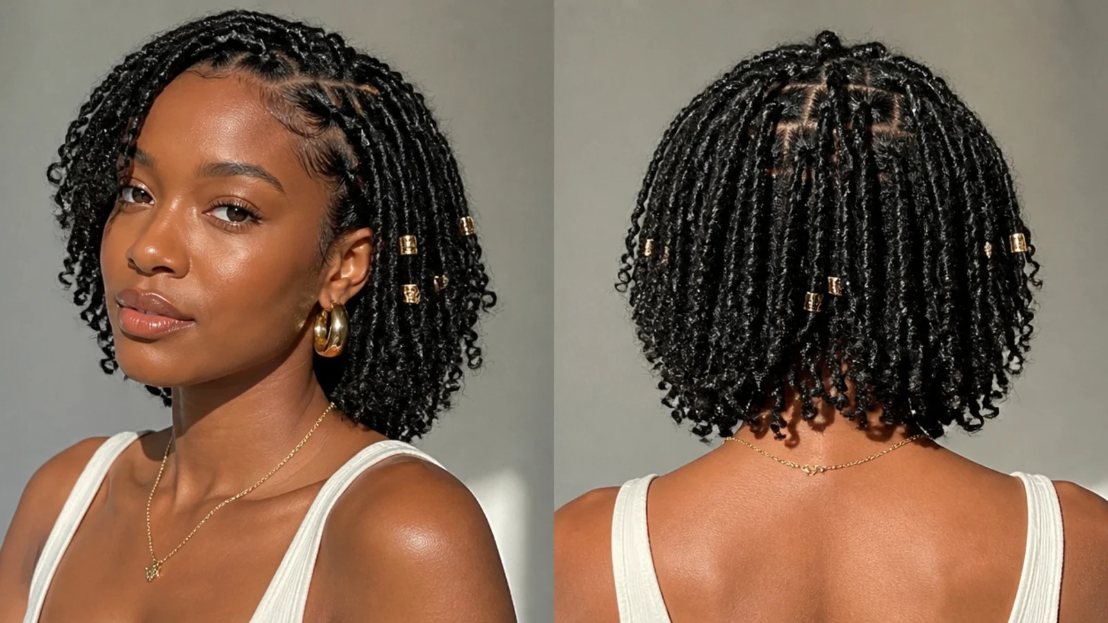Classic natural black short butterfly locs