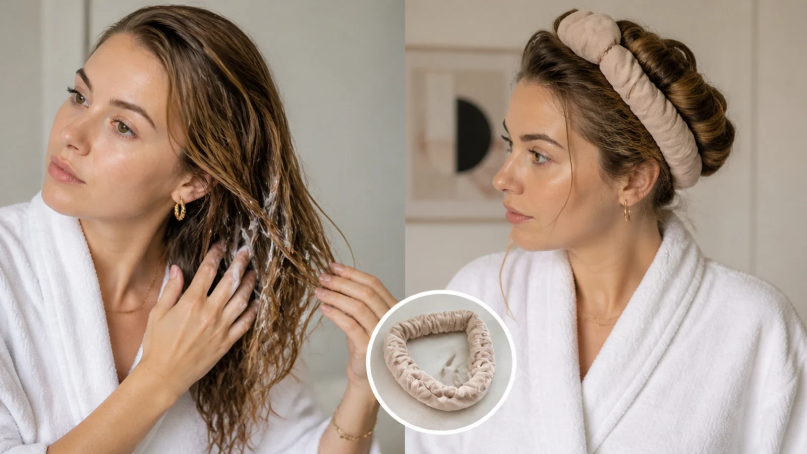 Working a little mousse through damp hair