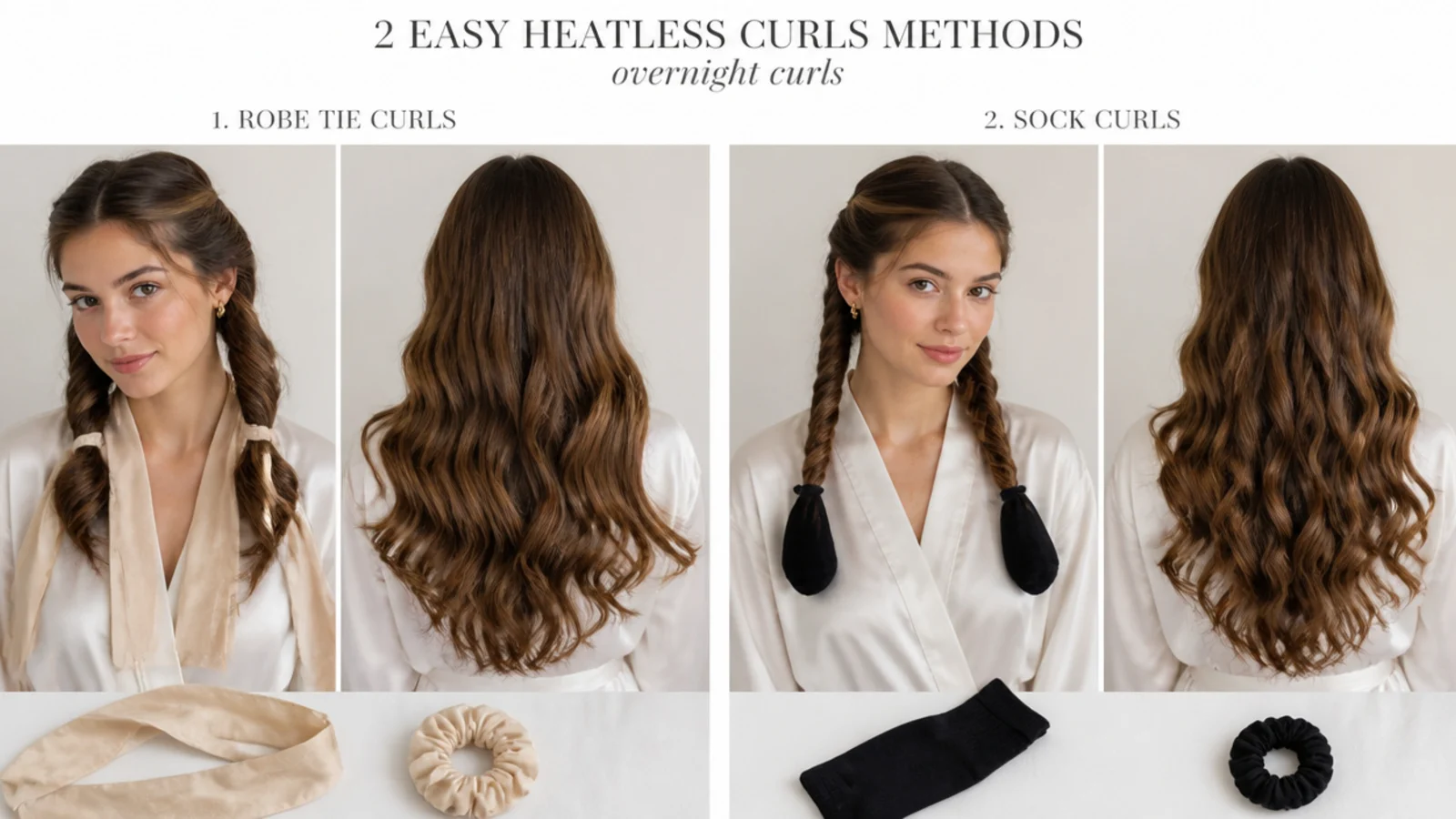 A robe tie and socks side by side as beginner methods