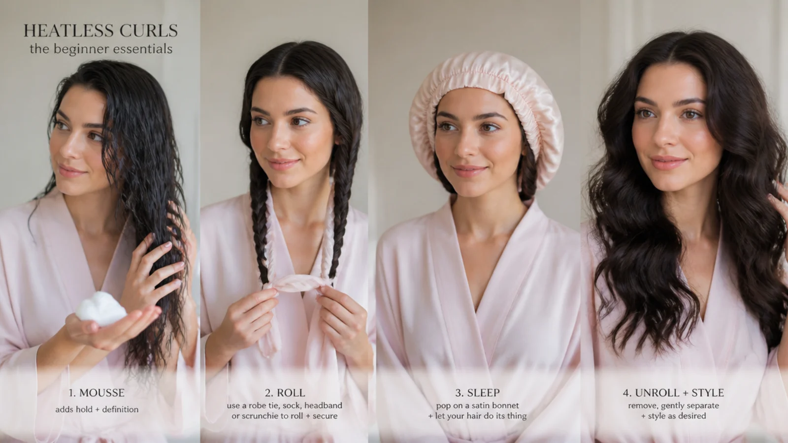 Damp hair, mousse and a satin bonnet - the beginner essentials