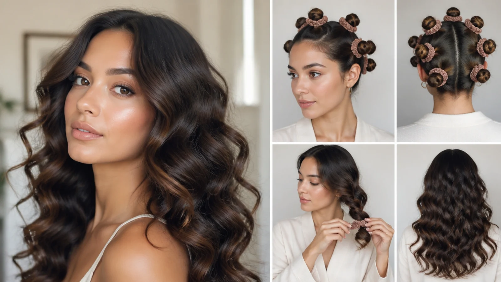 Hair in bantu knots for heatless curls
