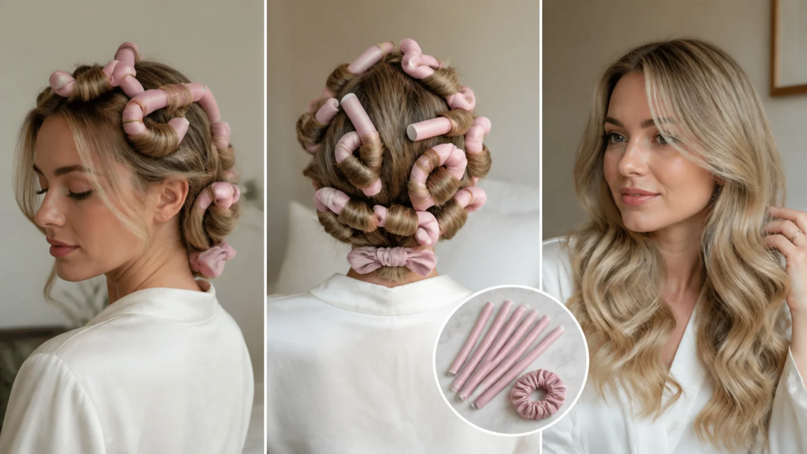 Hair wrapped on flexi rods overnight