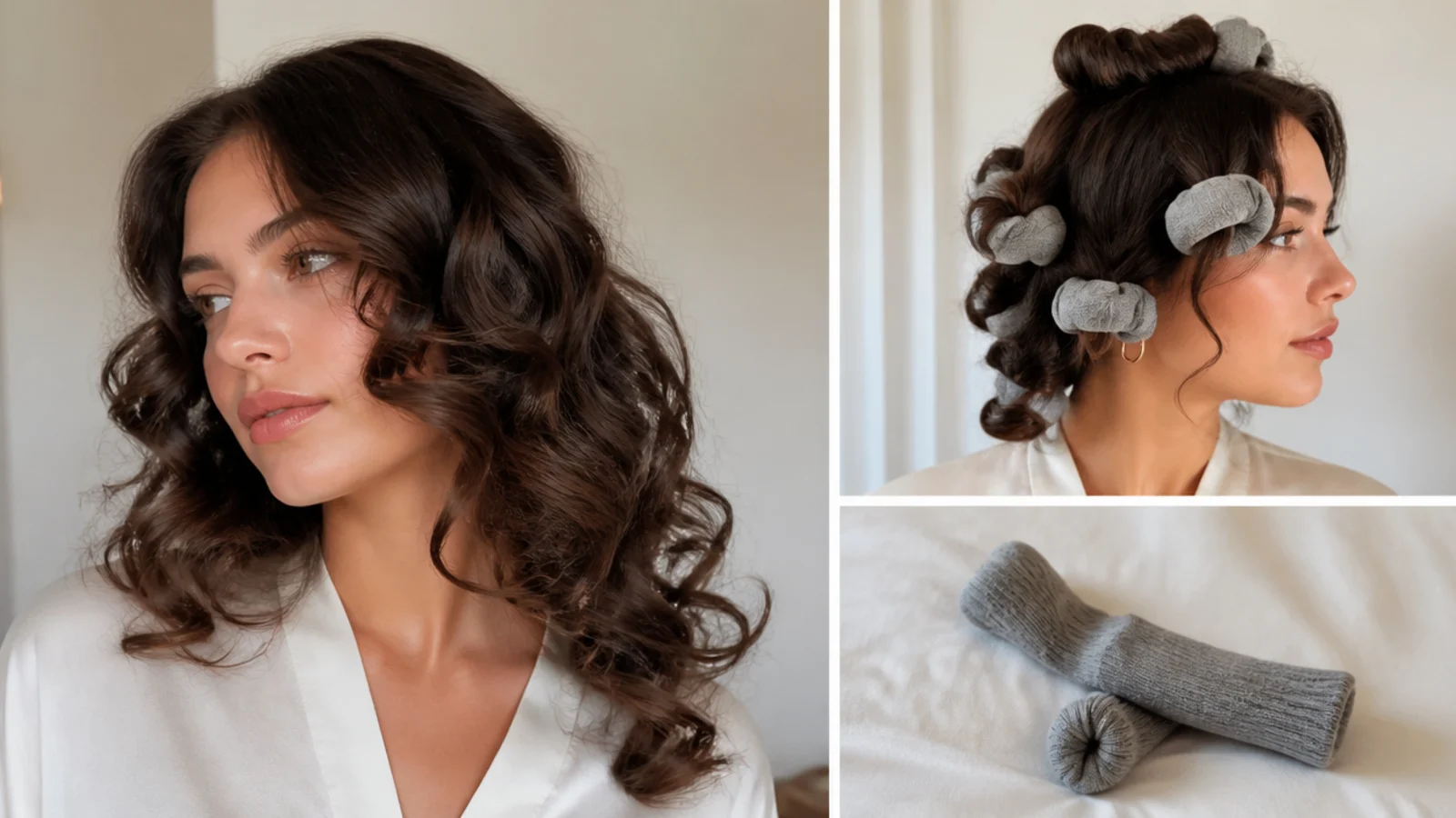 Hair set in overnight pin curls