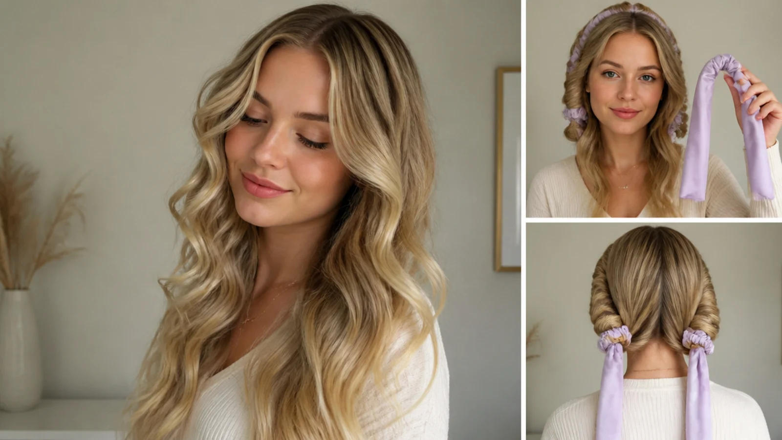 Soft, loose beachy waves from a heatless method