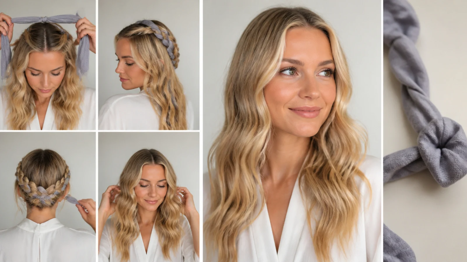A braided crown creating soft heatless waves