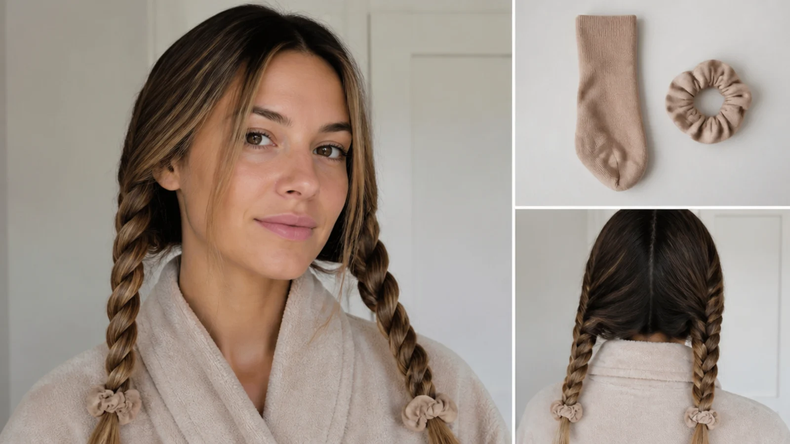 Damp hair in two-strand twists for overnight waves