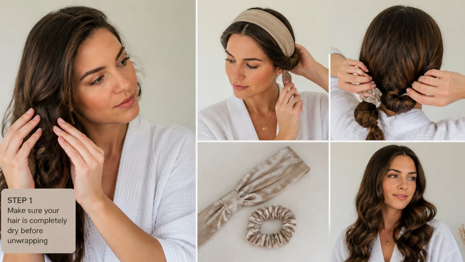 Checking hair is completely dry before unwrapping