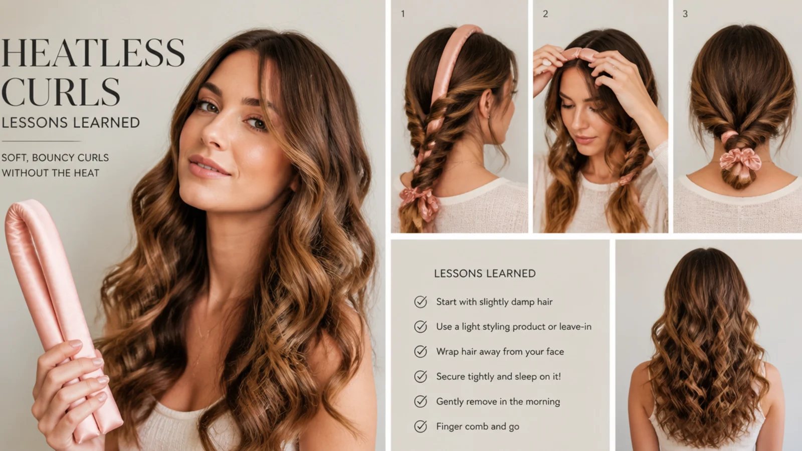 Heatless curls lessons learned, vertical Pinterest style
