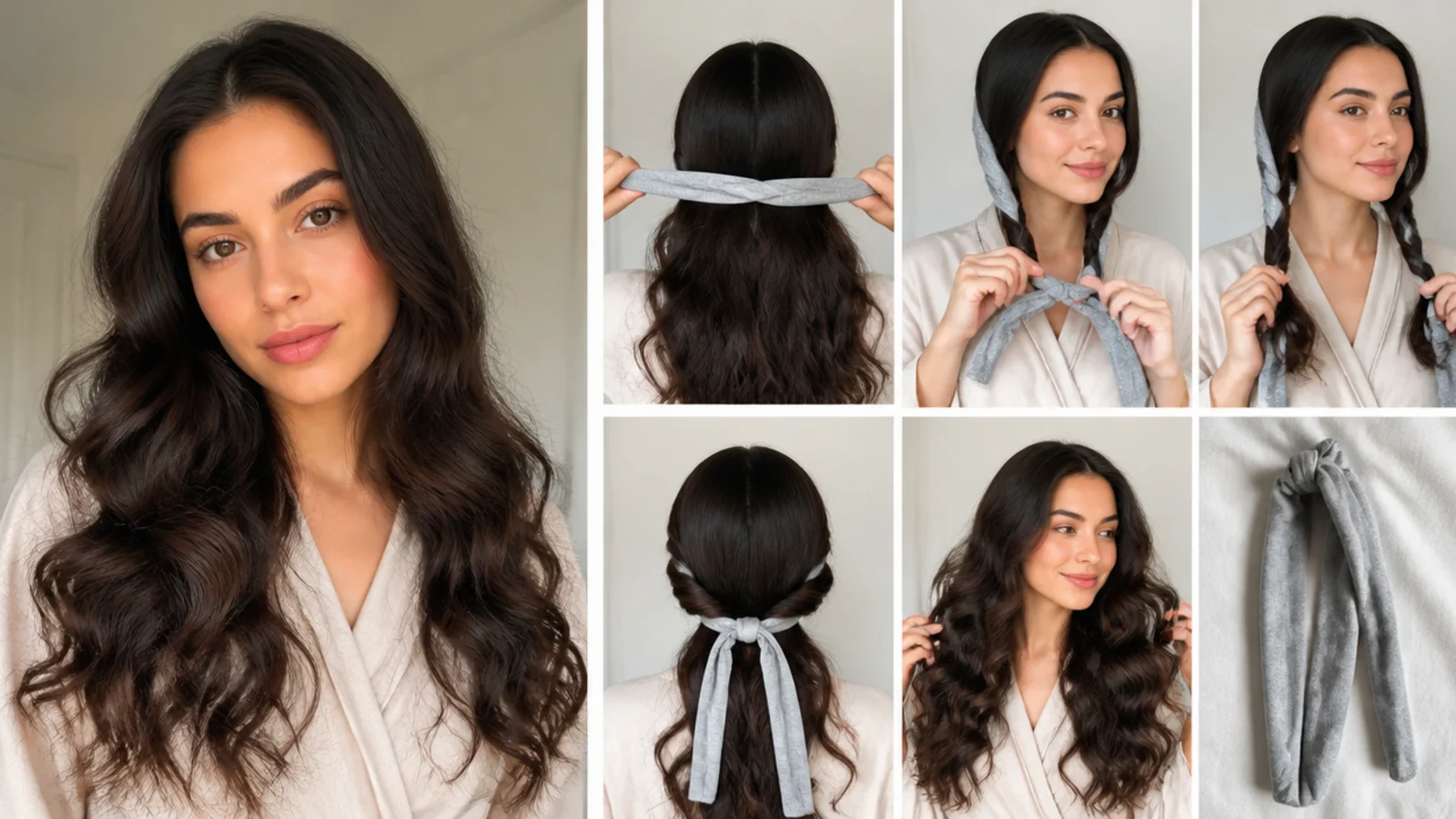 Long hair with sleek roots and curly lengths