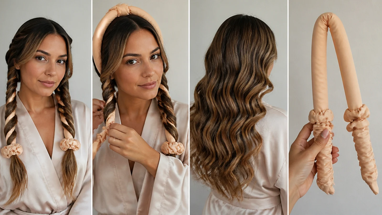 Robe tie, braids and rope twists for long-hair curls