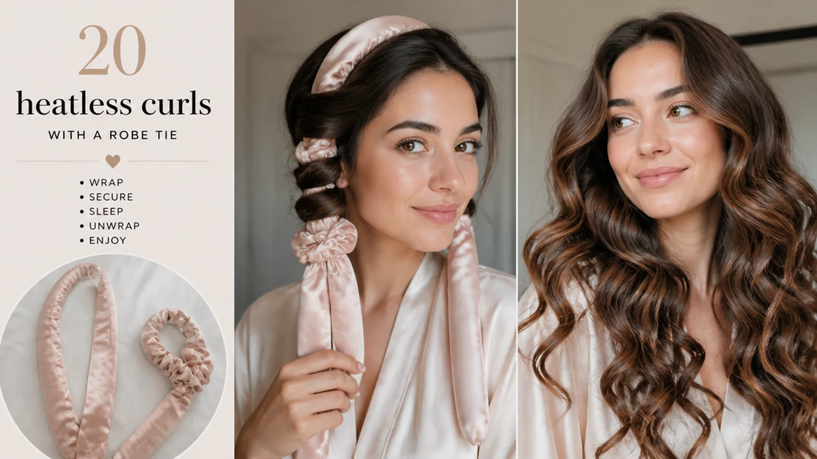 20 heatless curls for long hair, vertical Pinterest style