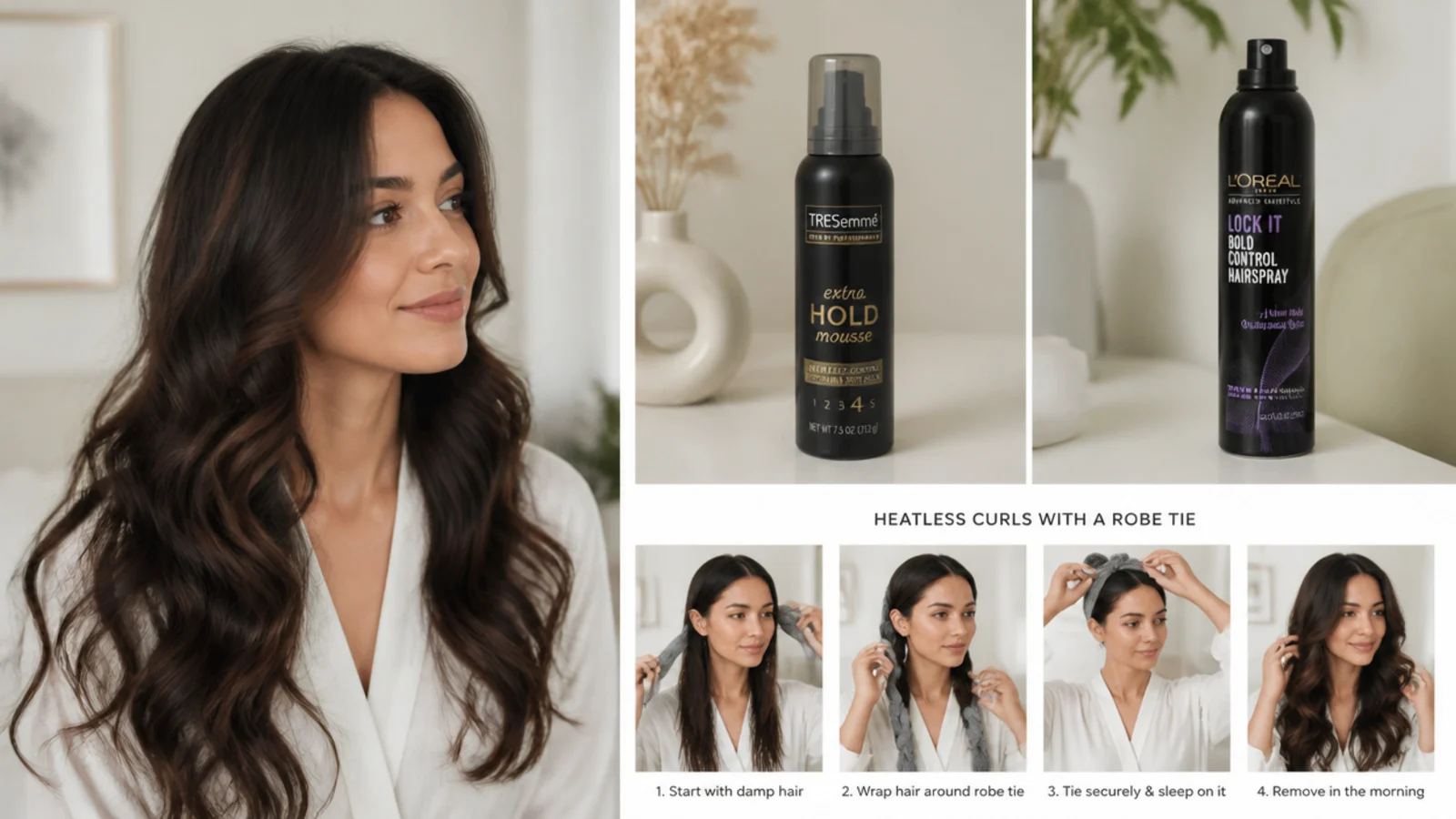 Mousse and setting spray for lasting curls