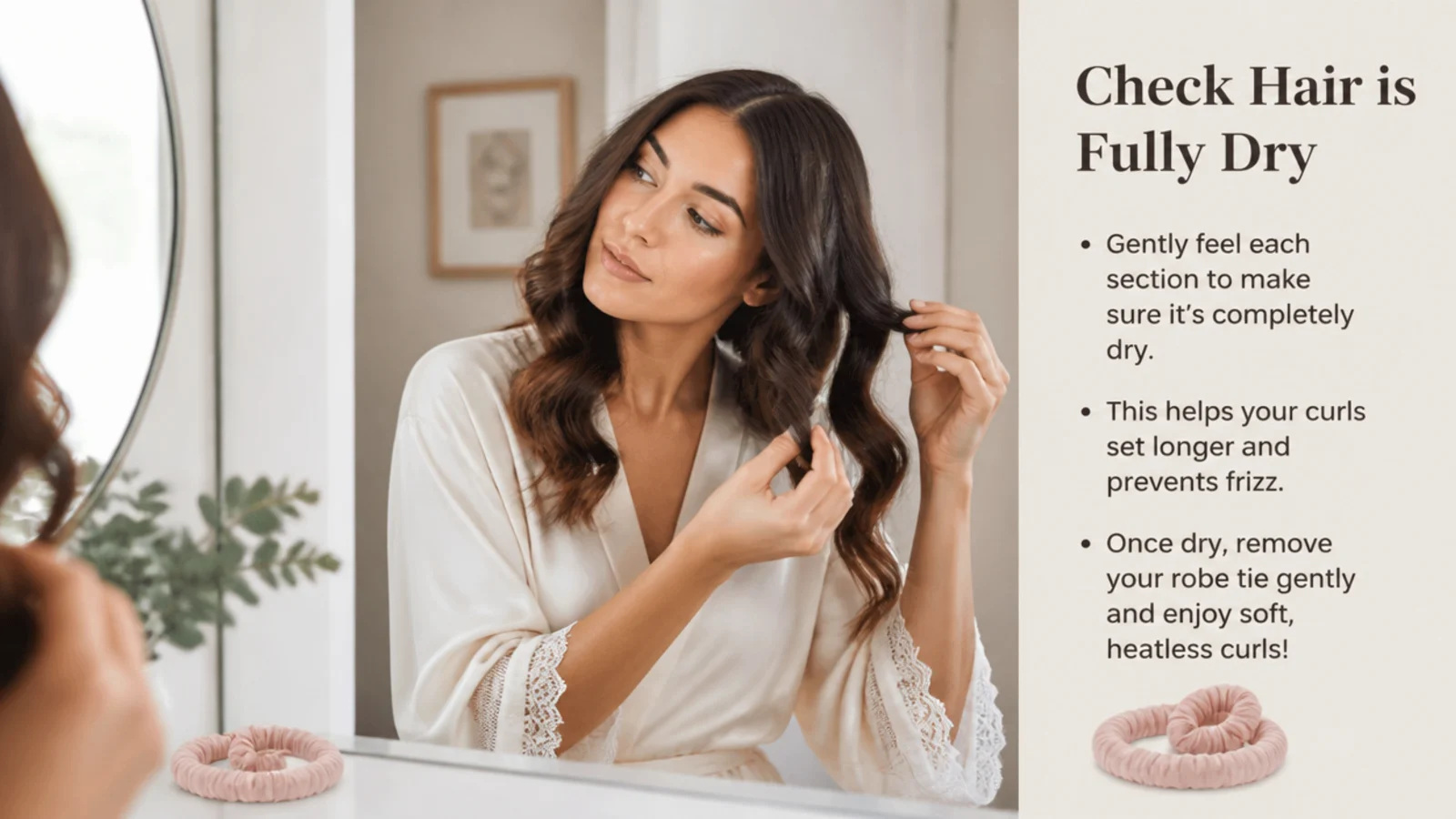 Checking hair is fully dry before unwrapping