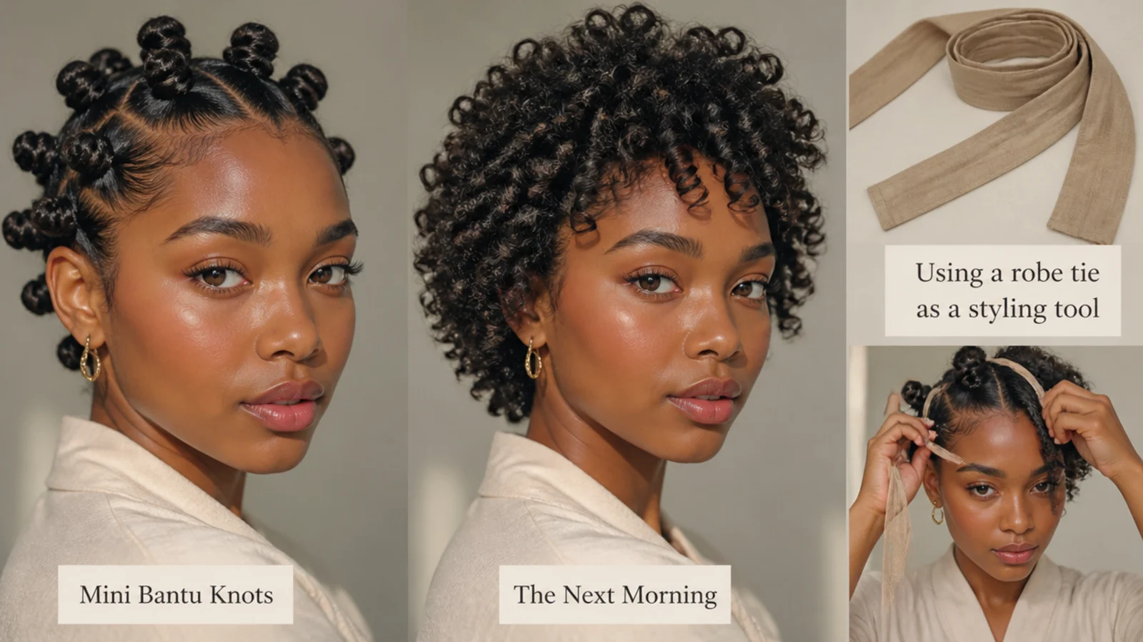 Short hair in mini bantu knots