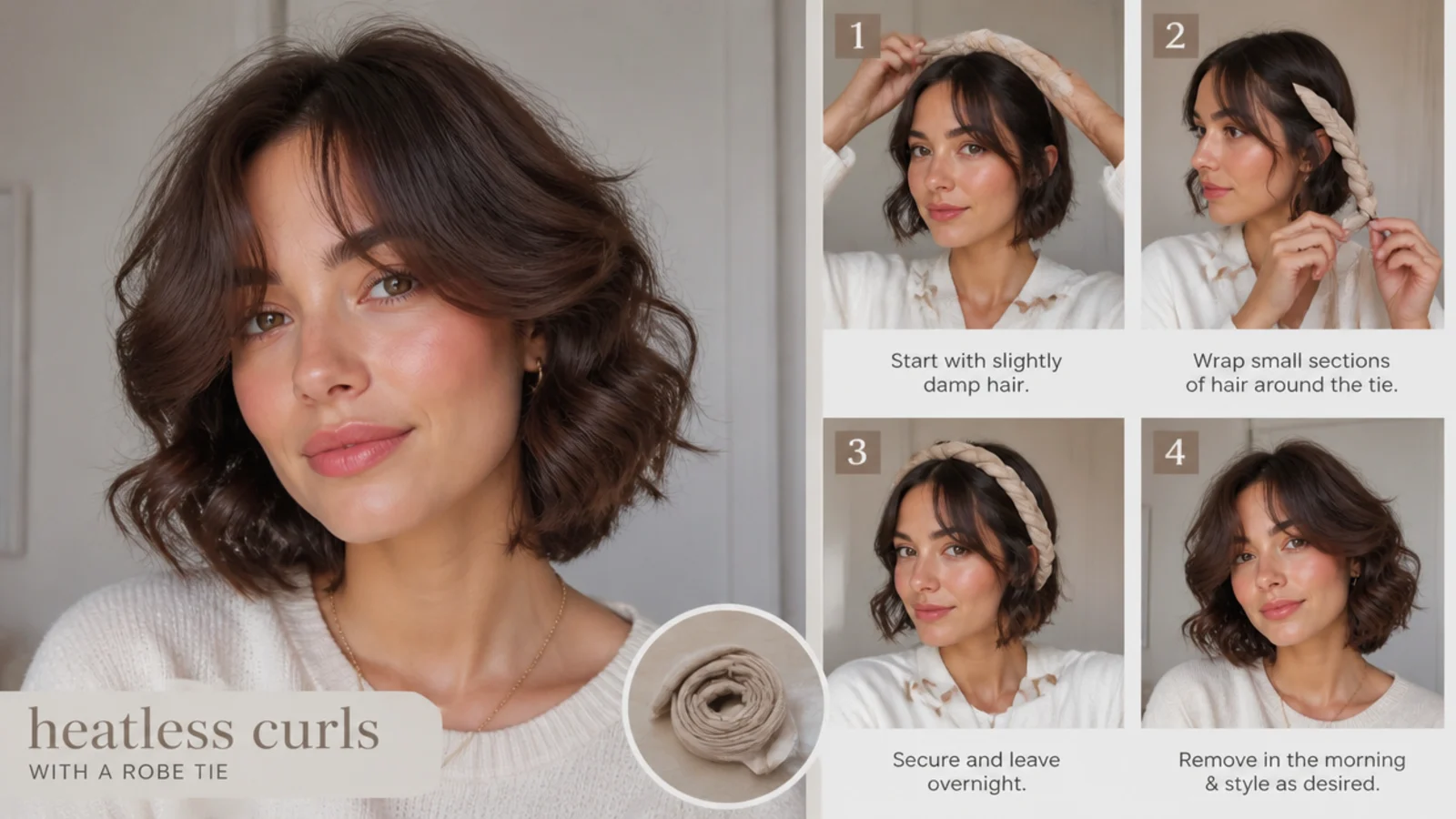 Short hair with soft curled curtain bangs