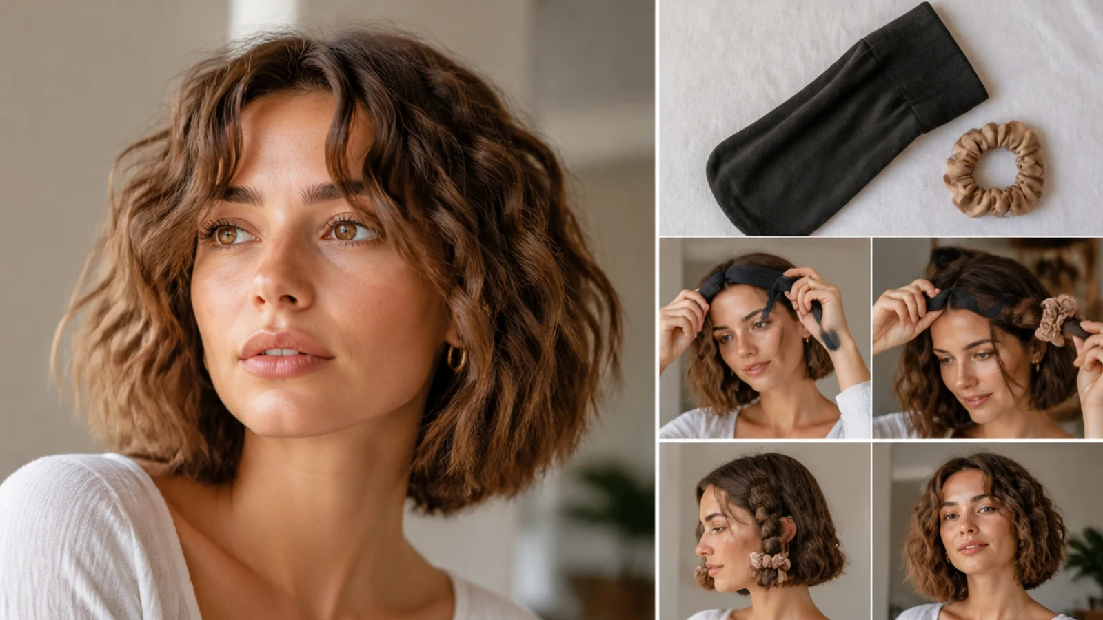 Soft crimped texture on short hair