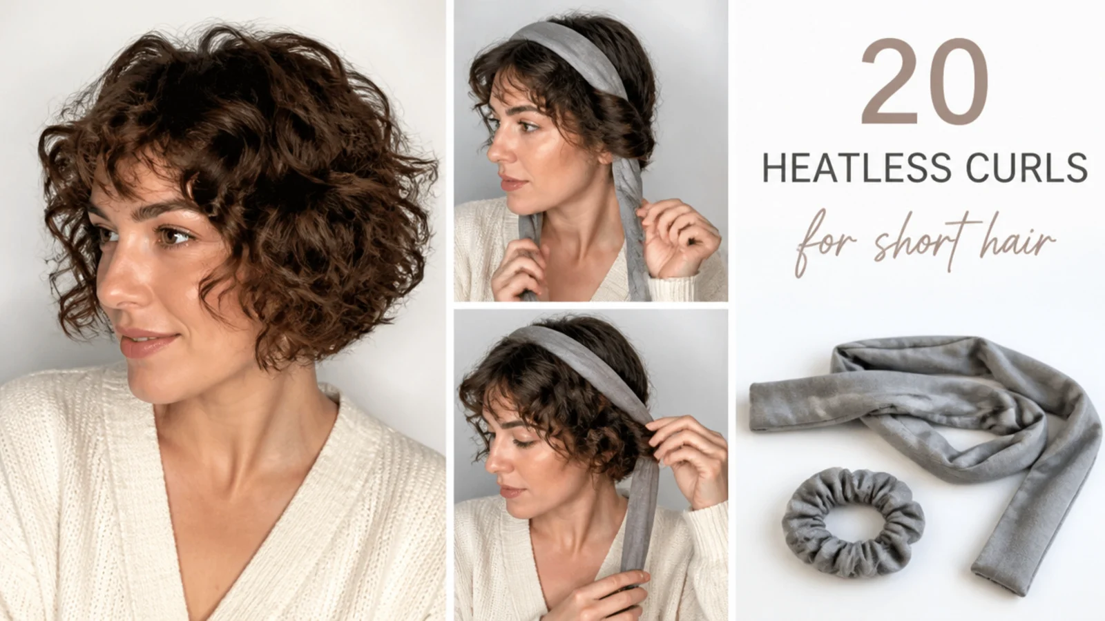 20 heatless curls for short hair, vertical Pinterest style