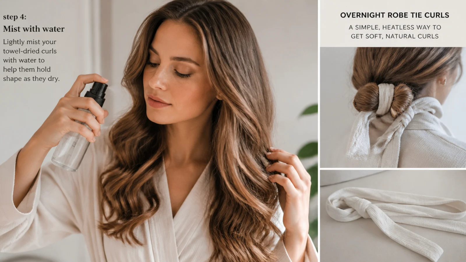 Lightly misting towel-dried hair with water