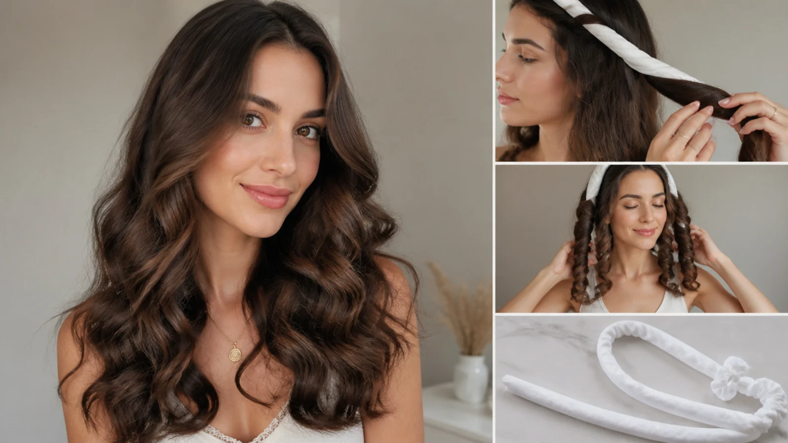 Soft heatless curls on healthy, shiny hair
