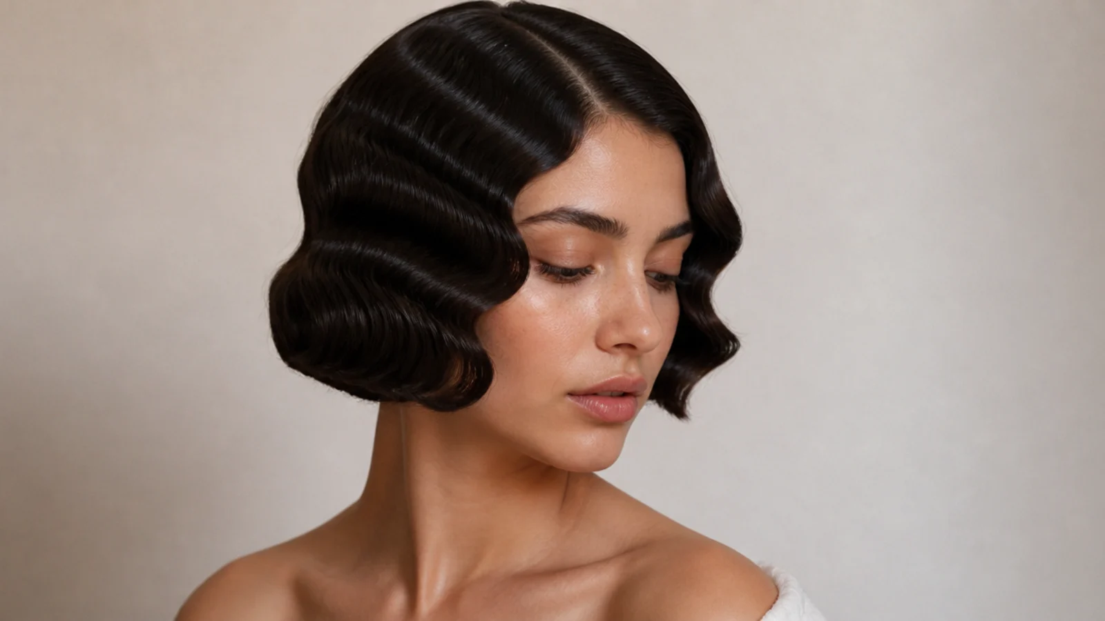 A bob styled in sculpted vintage finger waves