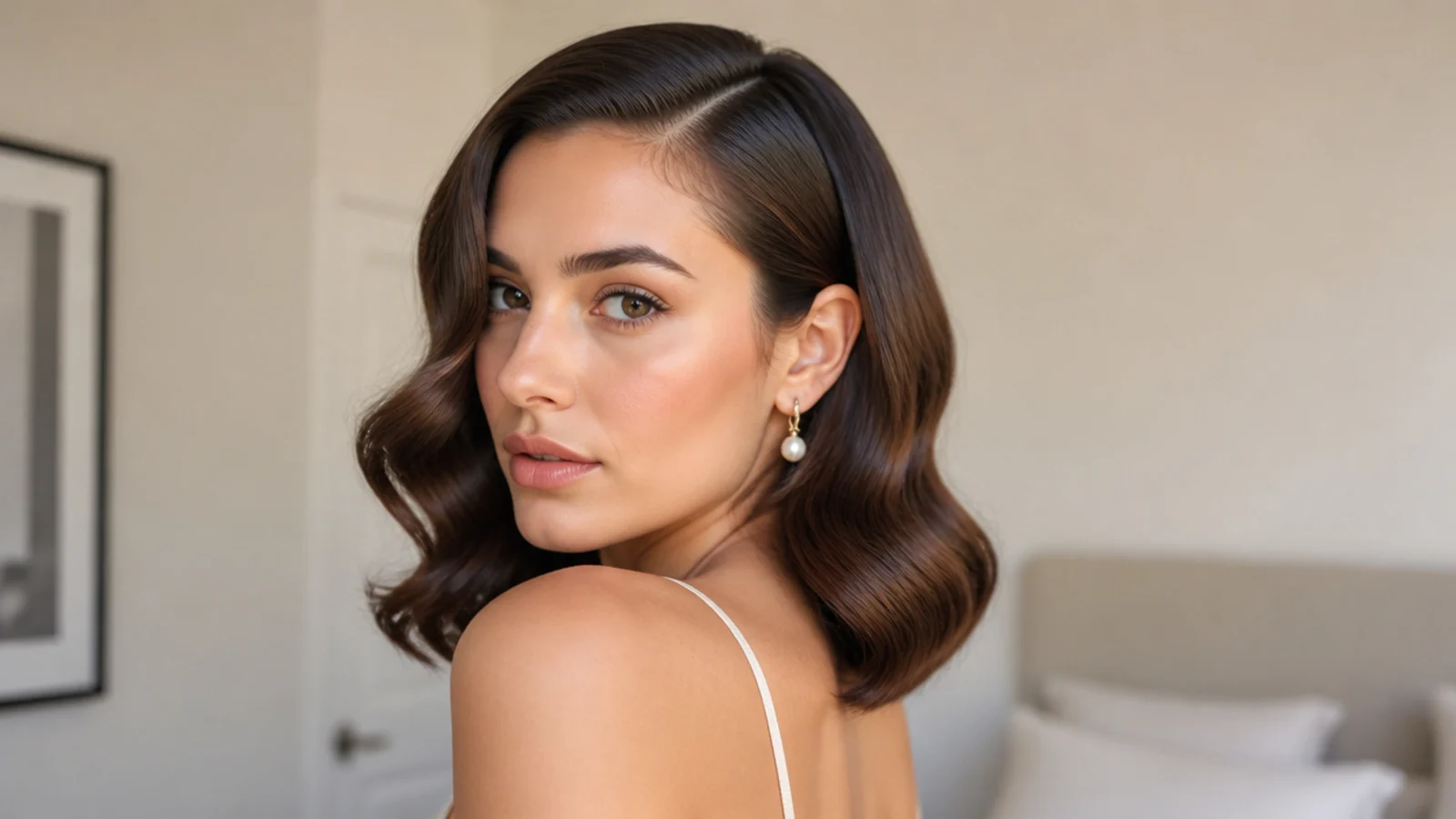 A bob in soft, glossy Hollywood waves