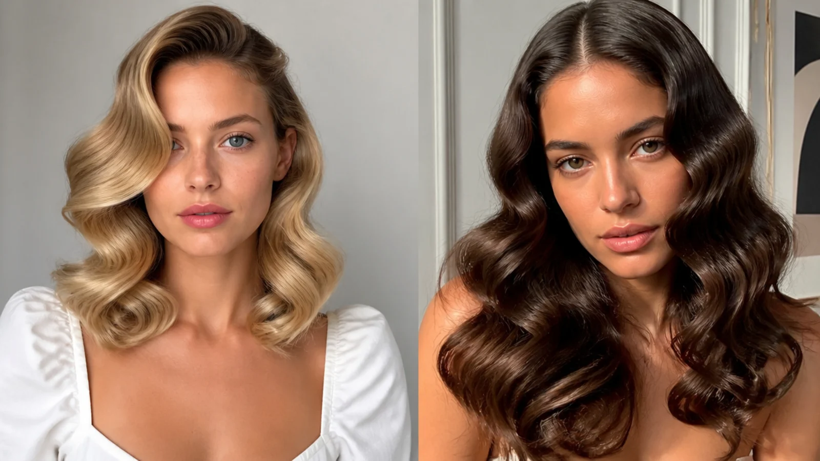Softly undone Hollywood waves with a lived-in glam finish
