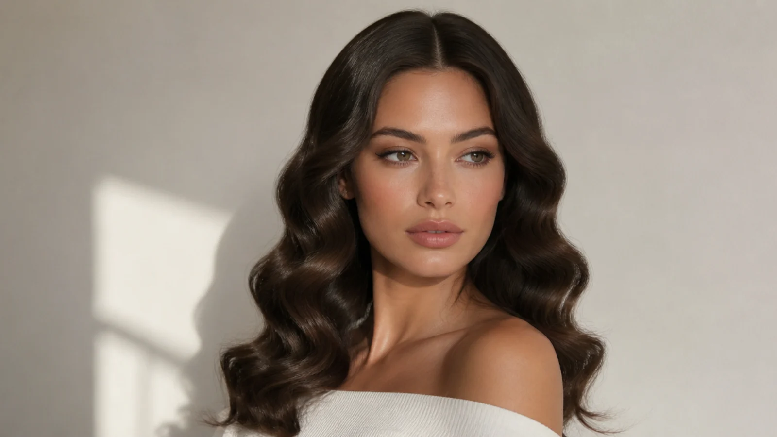 Soft, romantic Hollywood waves with a middle part