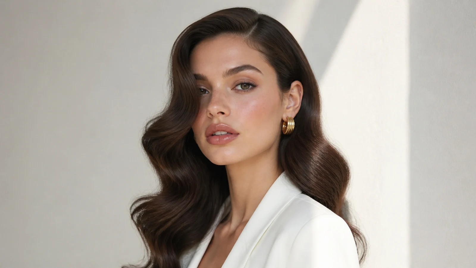 Soft, brushed-out glossy old-Hollywood waves