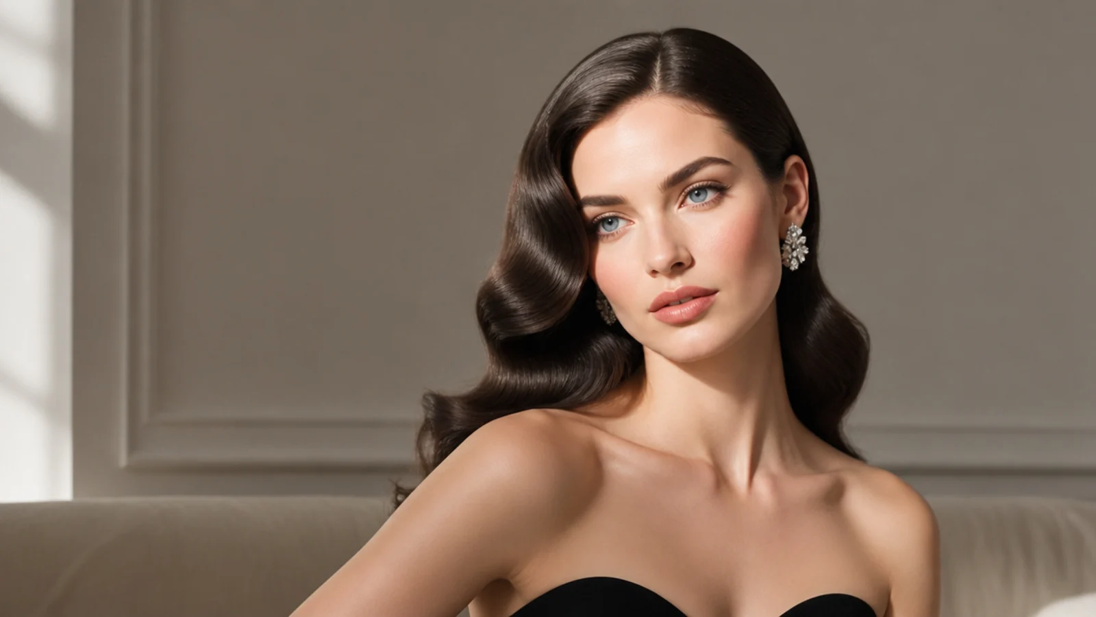 Classic 1940s side-swept Hollywood waves
